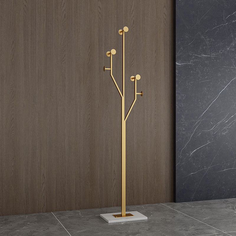 Glam Coat Rack Free Standing Coat Hook Metal Hall Stand with Square Slate Base