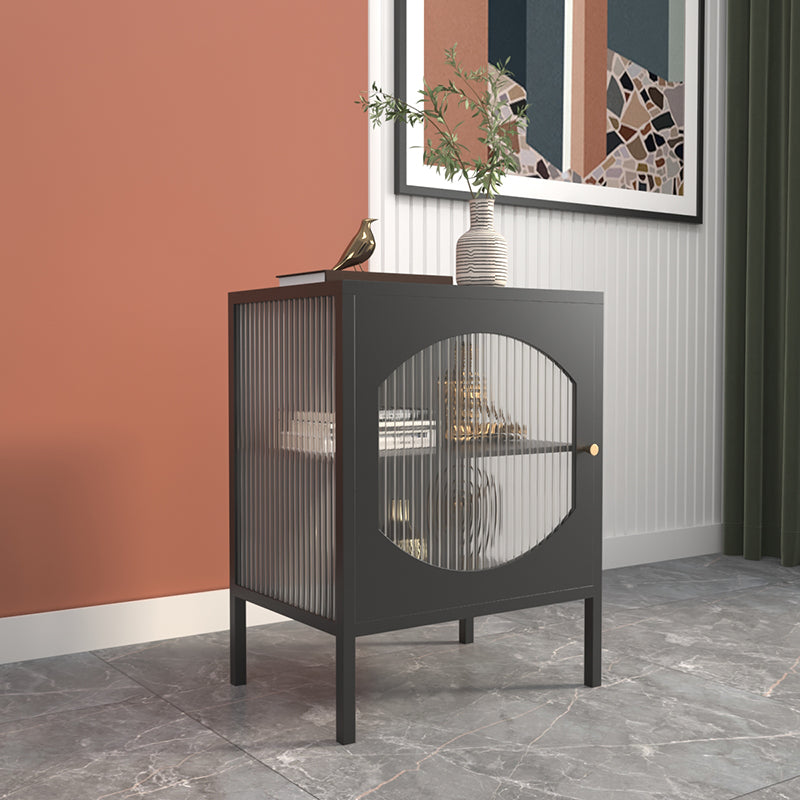 20" Wide Iron Sideboard Modern Glass Doors Cabinets Dining Server for Living Room