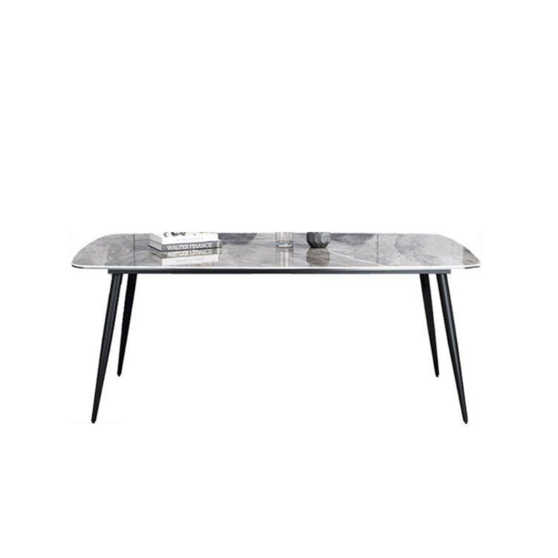 Stone Rectangle Industrial Table Standard Height Dining Room Table with 4 Legs