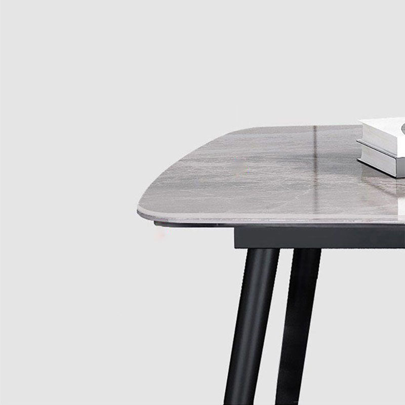 Stone Rectangle Industrial Table Standard Height Dining Room Table with 4 Legs
