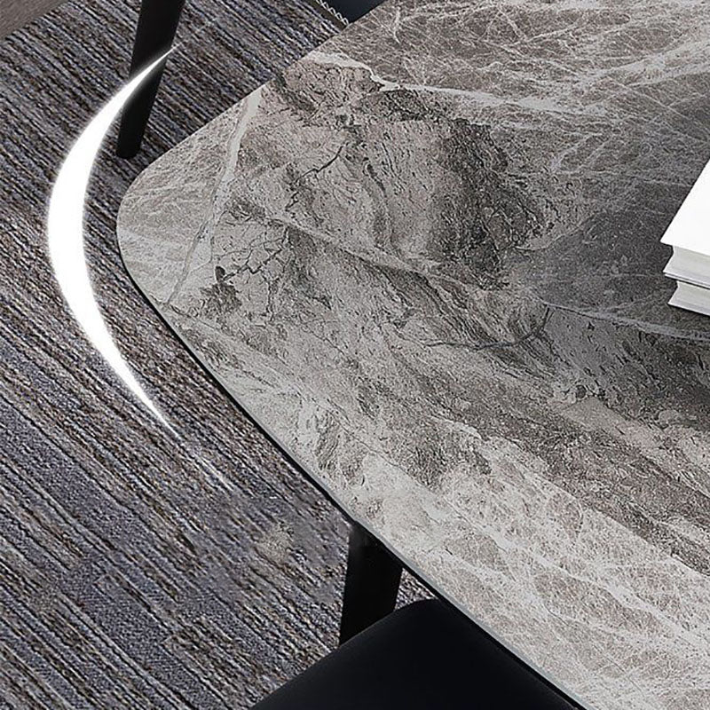 Stone Rectangle Industrial Table Standard Height Dining Room Table with 4 Legs