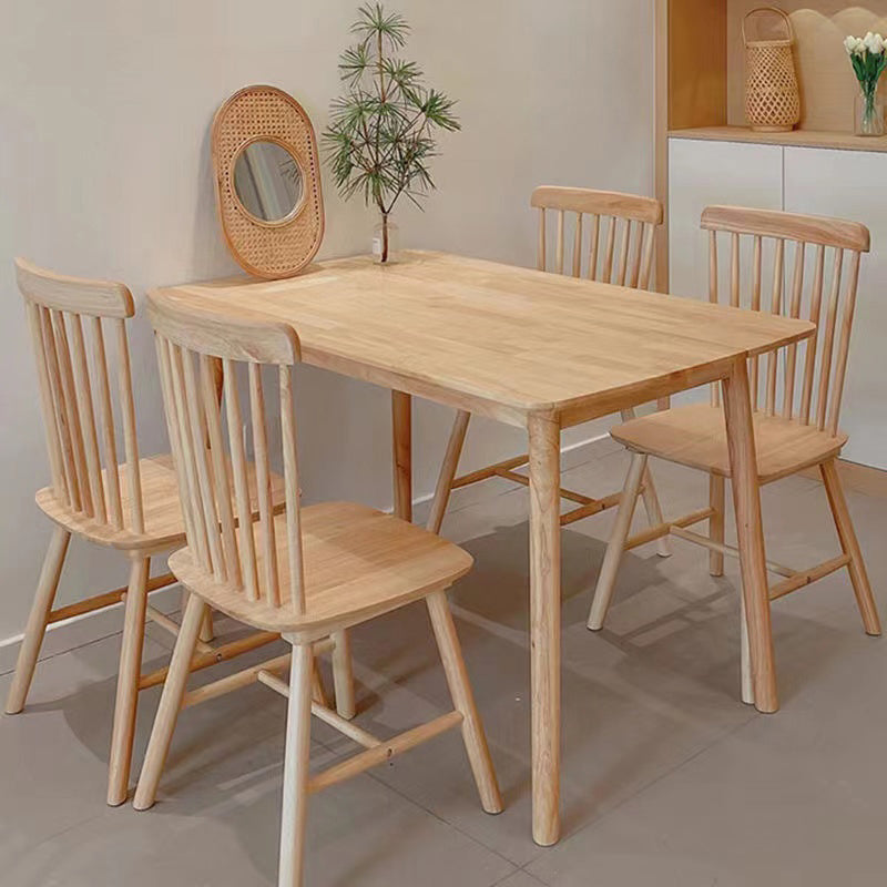 Rectangle Dining Site Table Rubberwood Solid Wood Furniture with 4 Legs