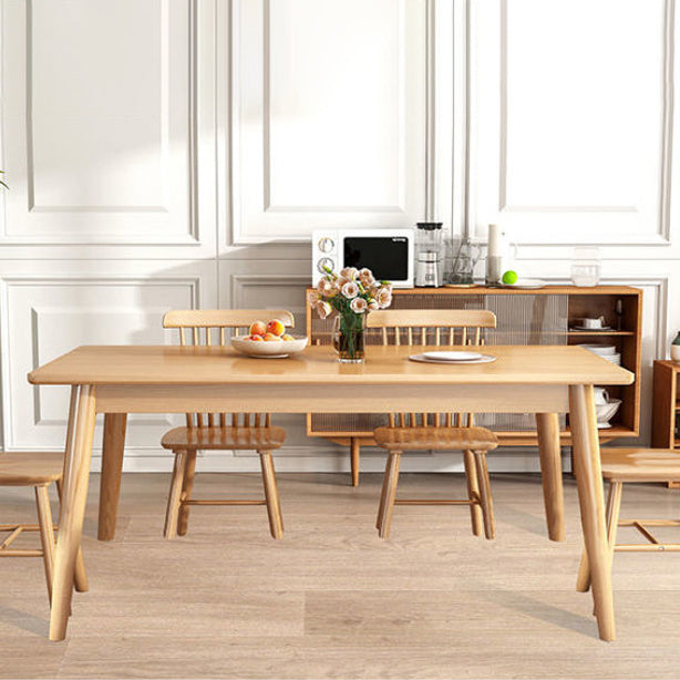 Rectangle Dining Site Table Rubberwood Solid Wood Furniture with 4 Legs