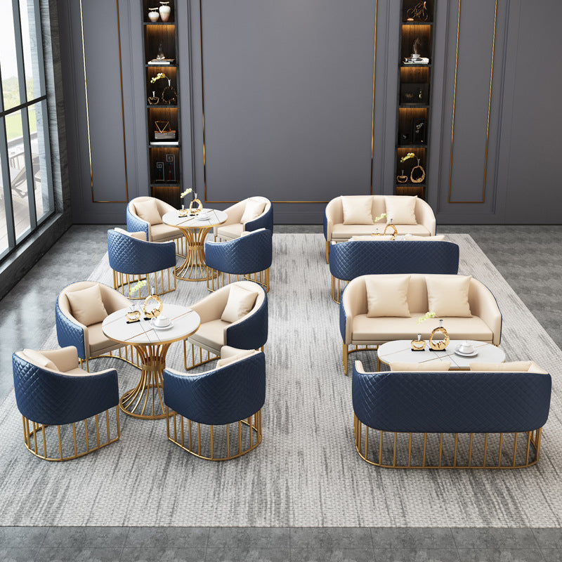 Metal Traditional Luxury Round Table Sintered Stone Indoor Table with Pedestal Base