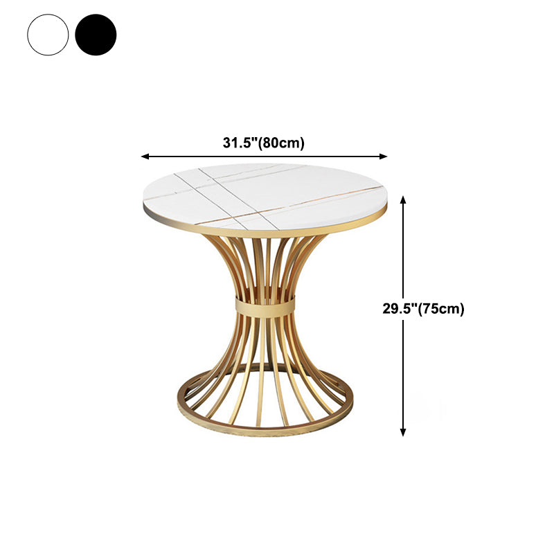 Metal Traditional Luxury Round Table Sintered Stone Indoor Table with Pedestal Base