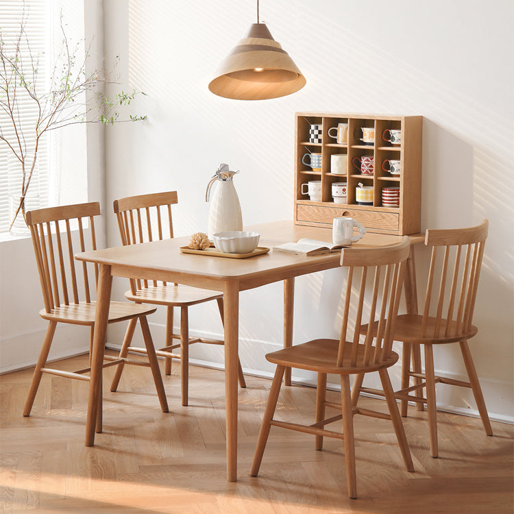 Contemporary Rectangle Dining Site Table Oak Solid Wood Furniture with 4 Legs