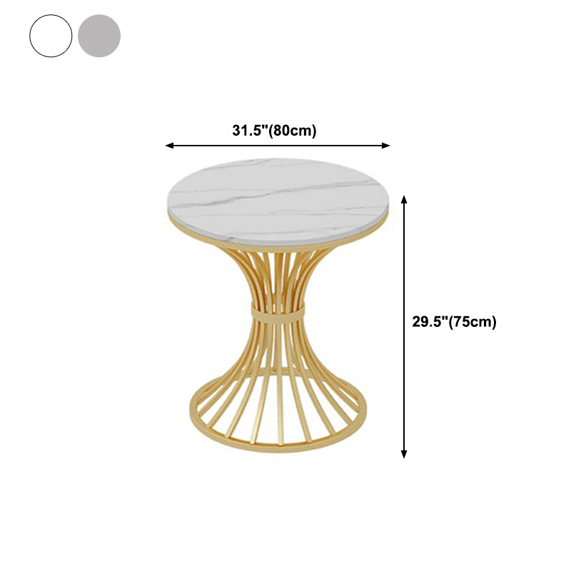 Metal Traditional Luxury Round Table for Dining Room Sintered Stone Table with Pedestal