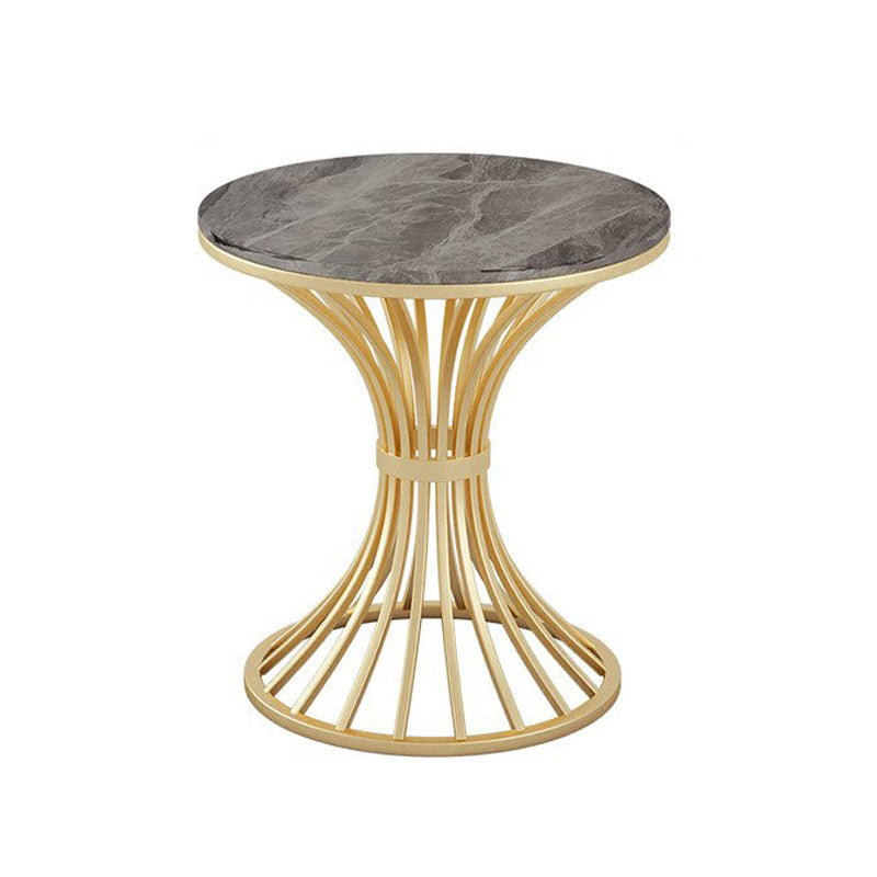 Sintered Stone Top Table with Pedestal Base Metal Traditional Luxury Round Dining Table