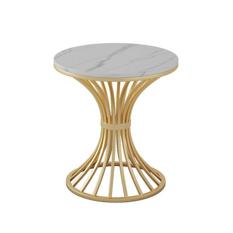 Sintered Stone Top Table with Pedestal Base Metal Traditional Luxury Round Dining Table