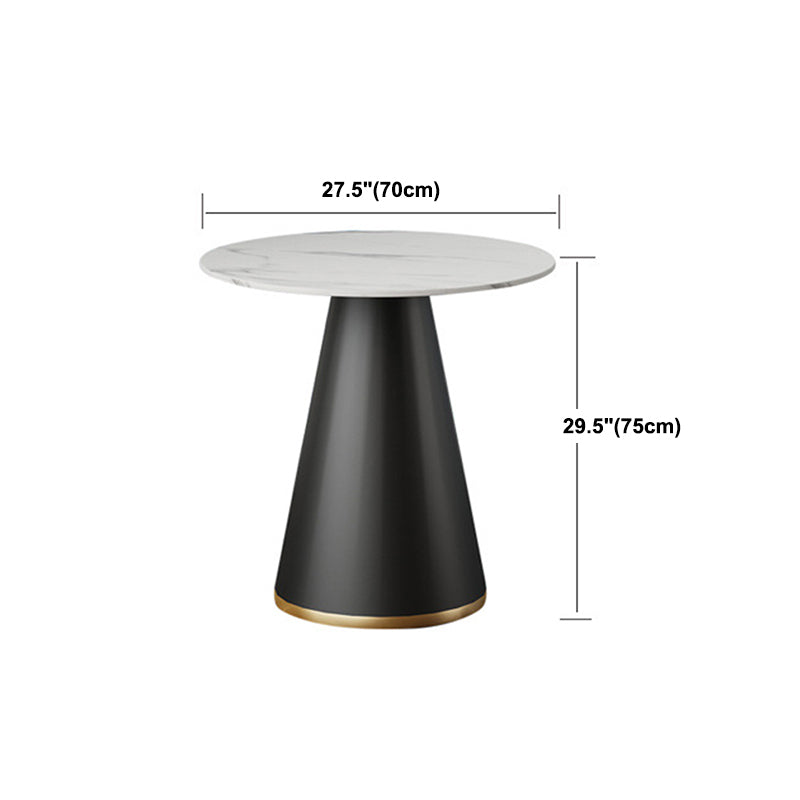 Black Metal Base Traditional Luxury Round Table Sintered Stone Dining Table with Pedestal