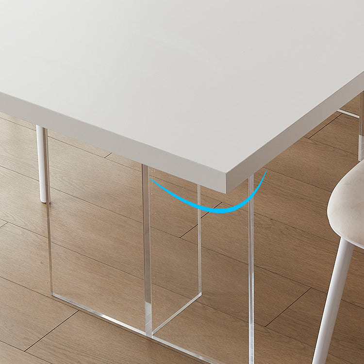 Modern White Dinner Room Kitchen Table Acrylic Double Pedestal Fixed Table