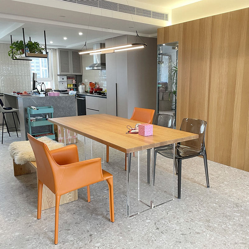 Modern Style Dining Table Rectangle Brown Table for Home Kitchen