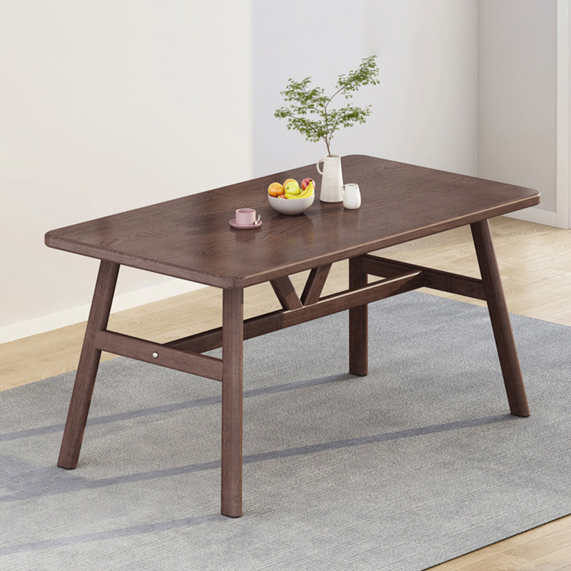 Rectangle Dining Table Trestle Base Dining Table in Walnut and Natural
