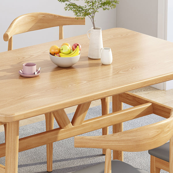 Rectangle Dining Table Trestle Base Dining Table in Walnut and Natural