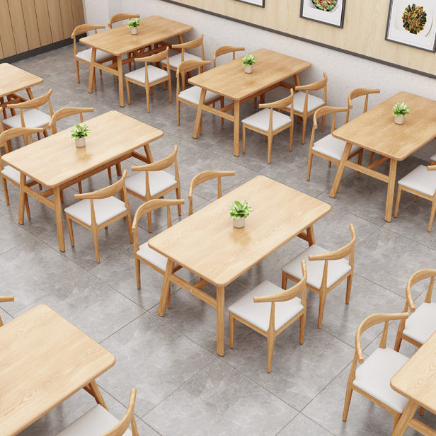 Rectangle Dining Table Trestle Base Dining Table in Walnut and Natural