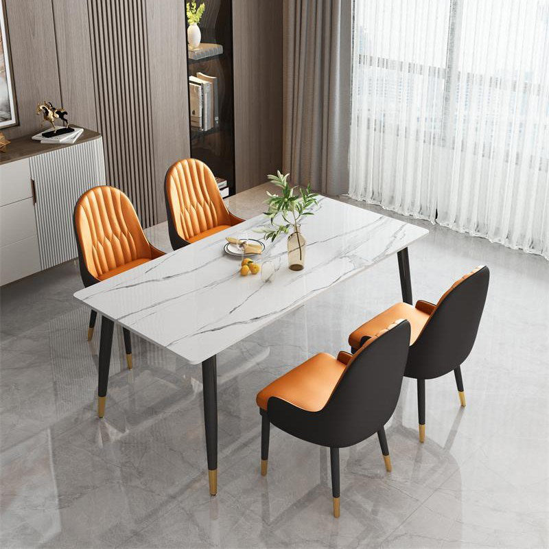 Contemporary Rectangle Dining Site Table Stone Furniture with 4 Legs