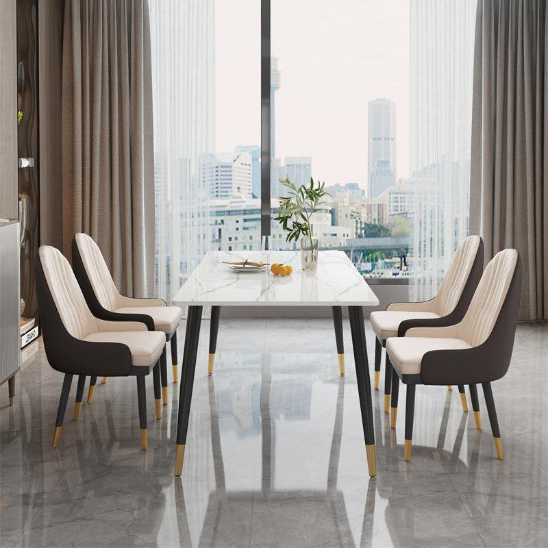 Contemporary Rectangle Dining Site Table Stone Furniture with 4 Legs