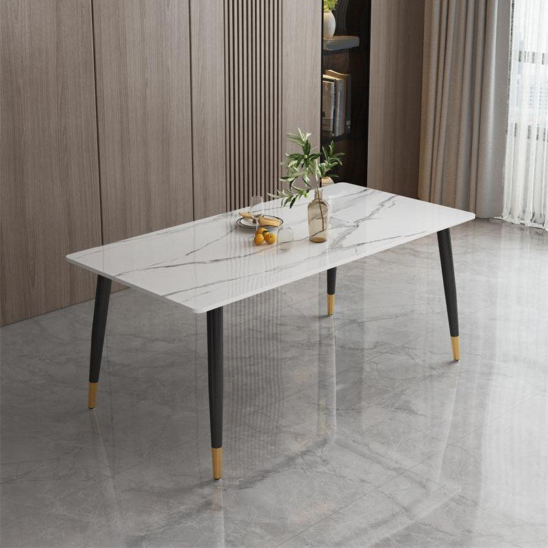Contemporary Rectangle Dining Site Table Stone Furniture with 4 Legs