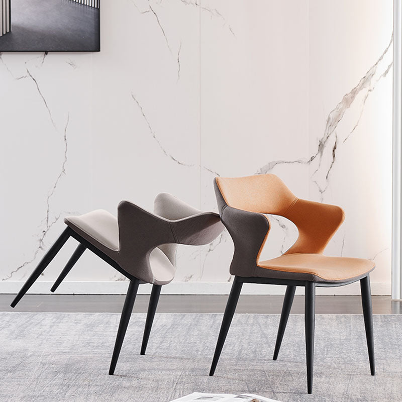 Industrial Dining Room Arm Chairs Faux Leather Open Chair for Kitchen