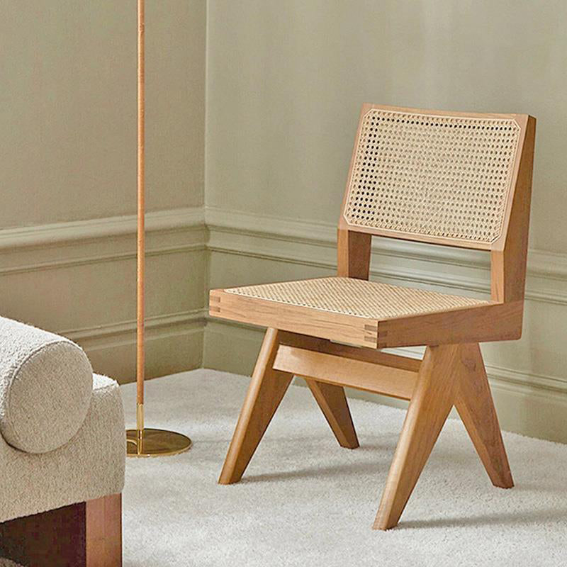 Open Back Dining Side Chair Solid Wood Armless Dining Chairs