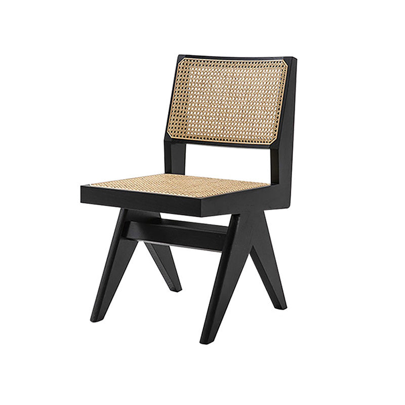 Open Back Dining Side Chair Solid Wood Armless Dining Chairs