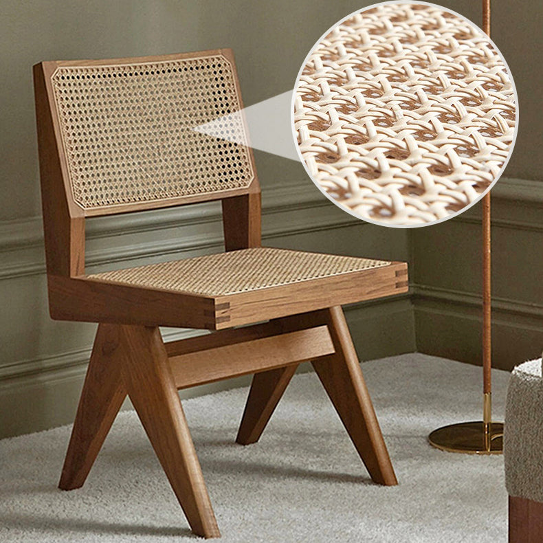 Open Back Dining Side Chair Solid Wood Armless Dining Chairs