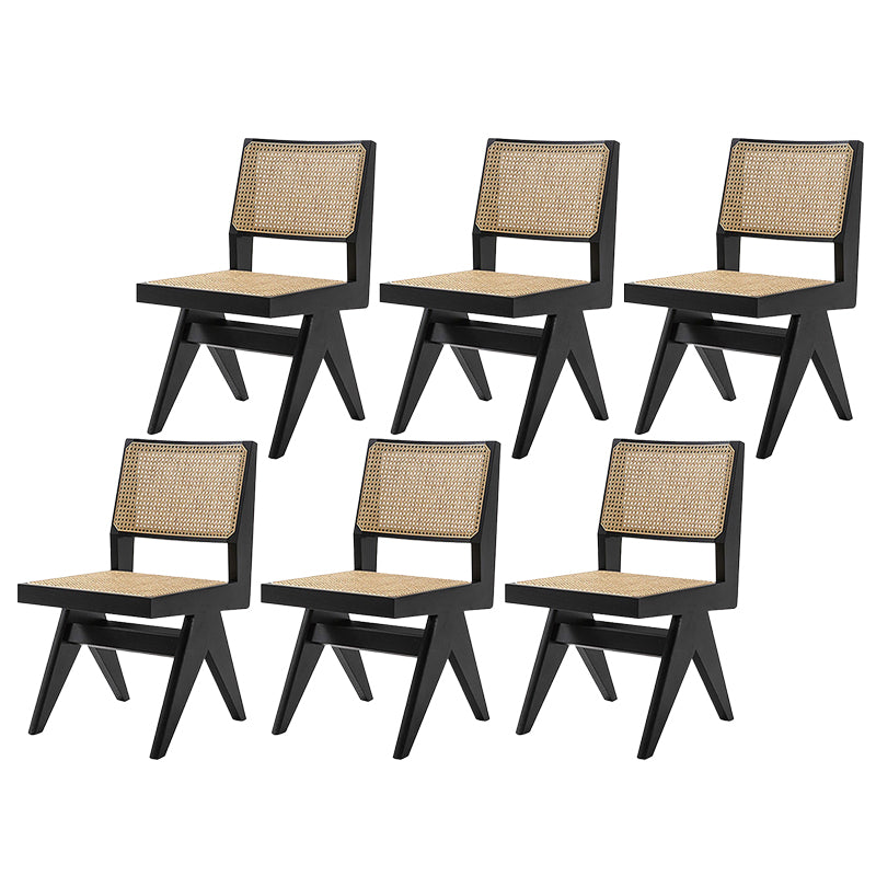 Open Back Dining Side Chair Solid Wood Armless Dining Chairs
