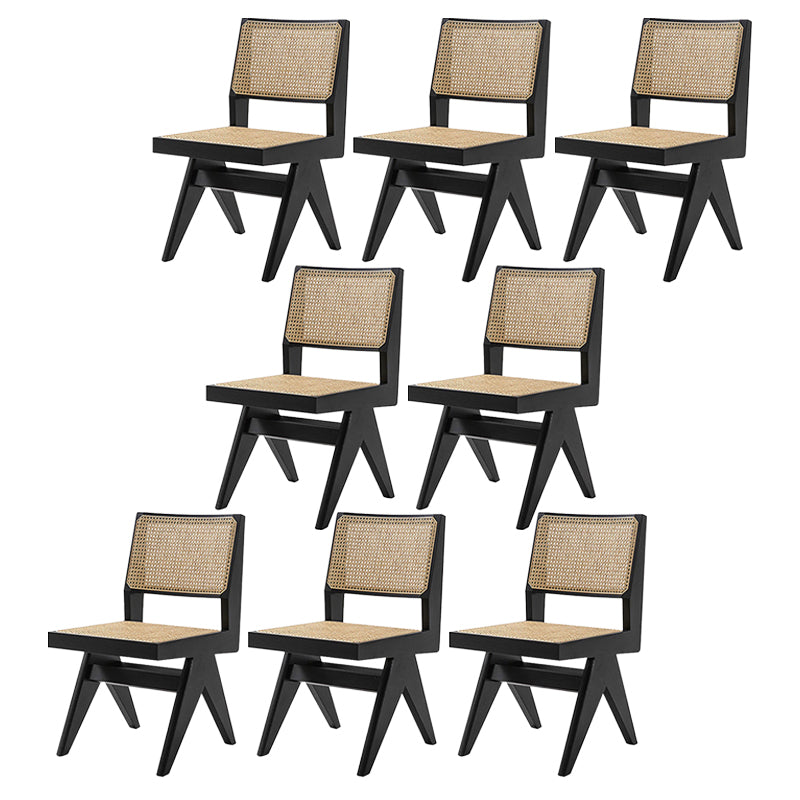 Open Back Dining Side Chair Solid Wood Armless Dining Chairs