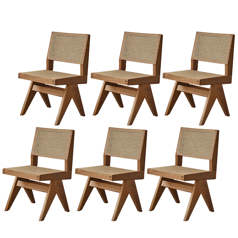 Open Back Dining Side Chair Solid Wood Armless Dining Chairs