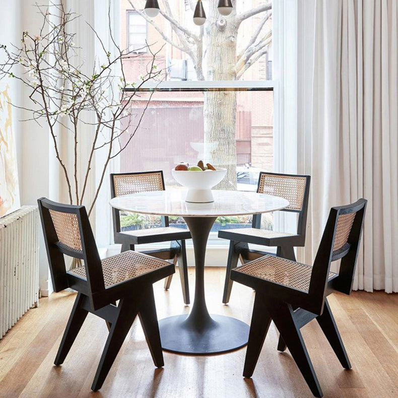 Open Back Dining Side Chair Solid Wood Armless Dining Chairs