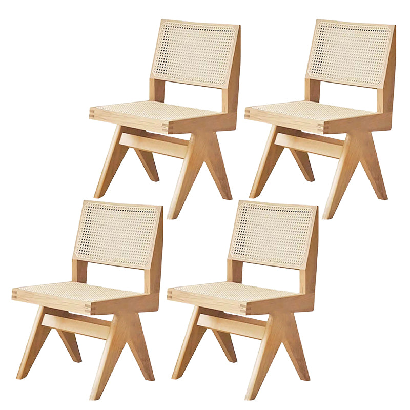 Open Back Dining Side Chair Solid Wood Armless Dining Chairs