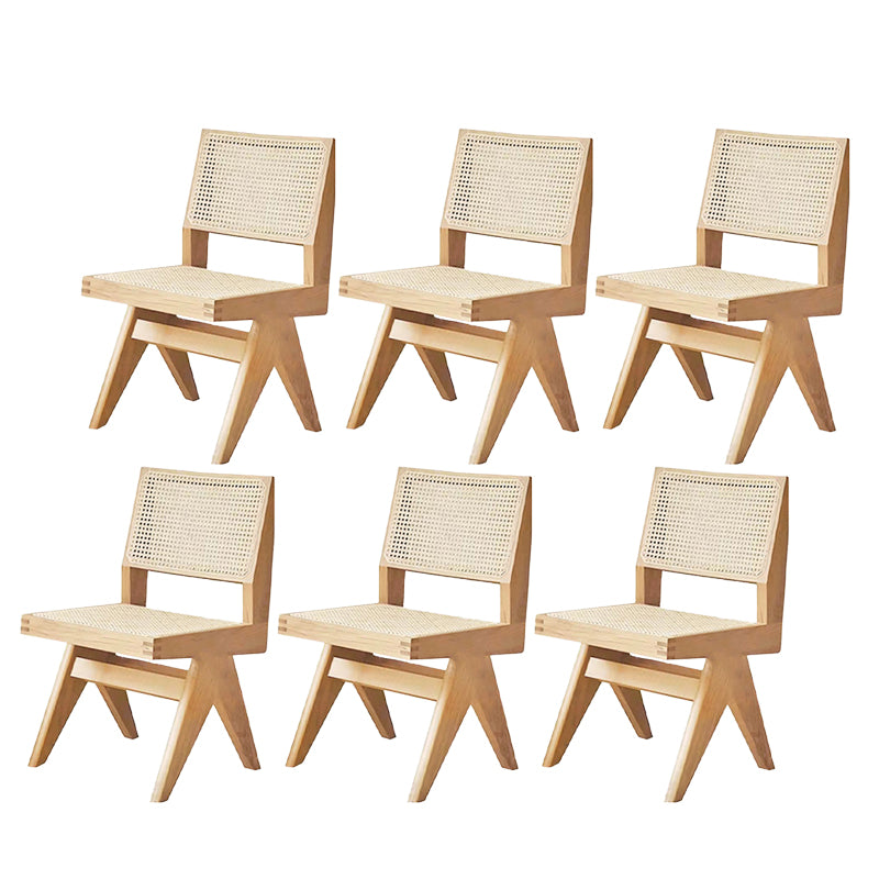 Open Back Dining Side Chair Solid Wood Armless Dining Chairs