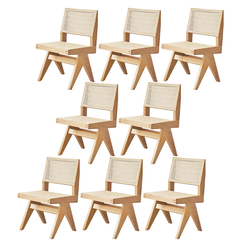 Open Back Dining Side Chair Solid Wood Armless Dining Chairs