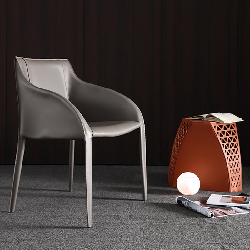 Faux Leather Dining Chairs Modern Dining Arm Chair for Kitchen