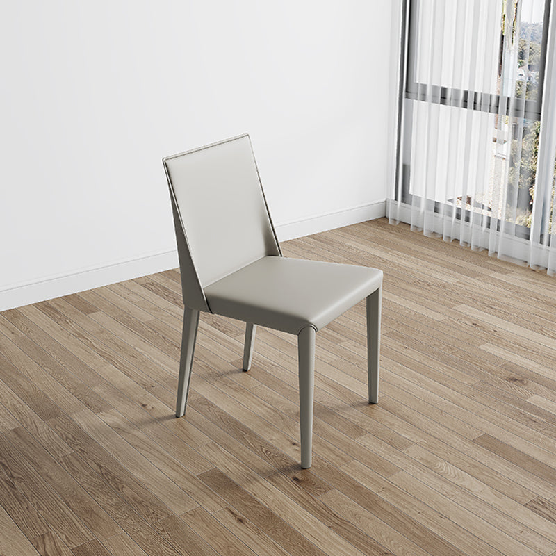 Contemporary Low Back Dining Chairs Faux Leather Armless Side Chair