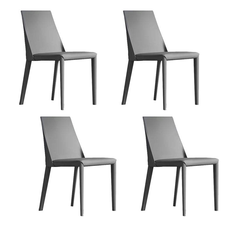 Contemporary Low Back Dining Chairs Faux Leather Armless Side Chair