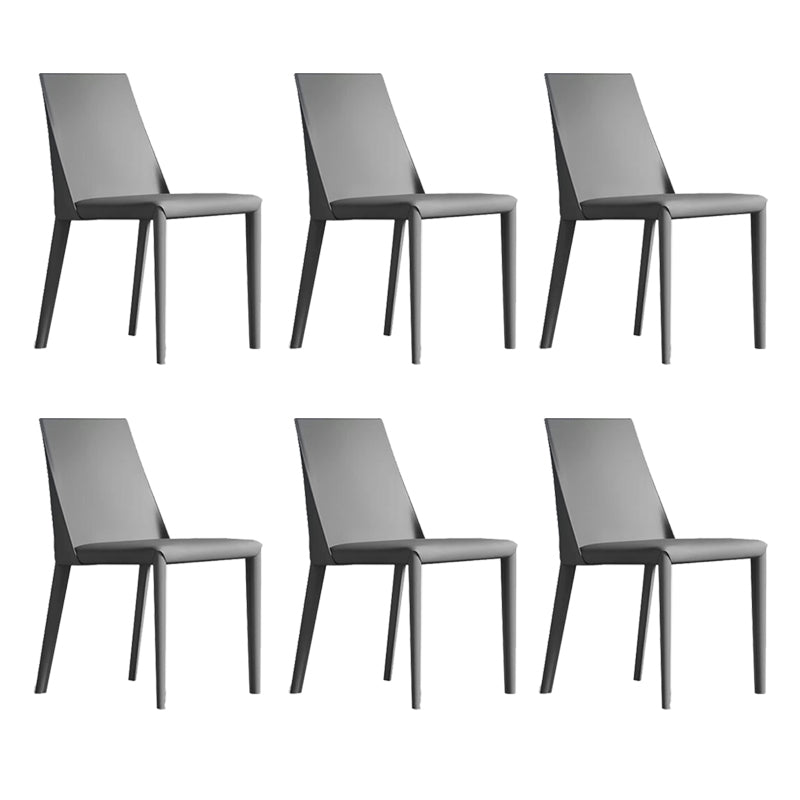 Contemporary Low Back Dining Chairs Faux Leather Armless Side Chair