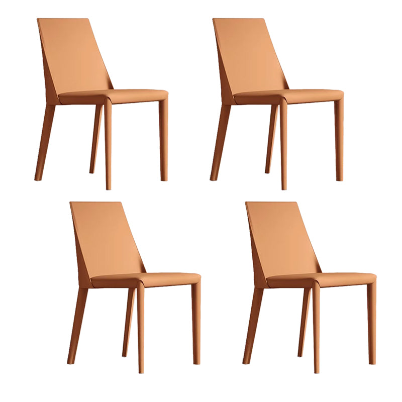 Contemporary Low Back Dining Chairs Faux Leather Armless Side Chair