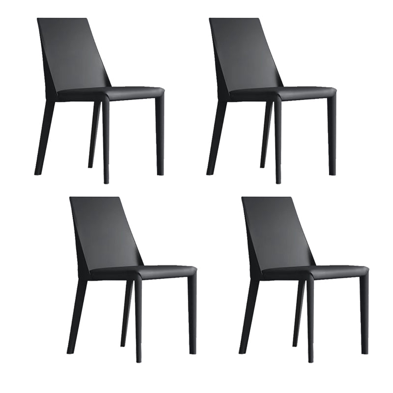 Contemporary Low Back Dining Chairs Faux Leather Armless Side Chair