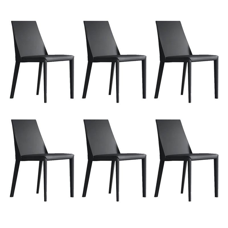 Contemporary Low Back Dining Chairs Faux Leather Armless Side Chair