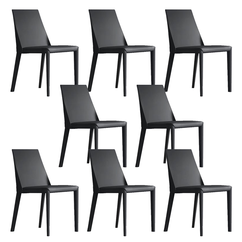 Contemporary Low Back Dining Chairs Faux Leather Armless Side Chair