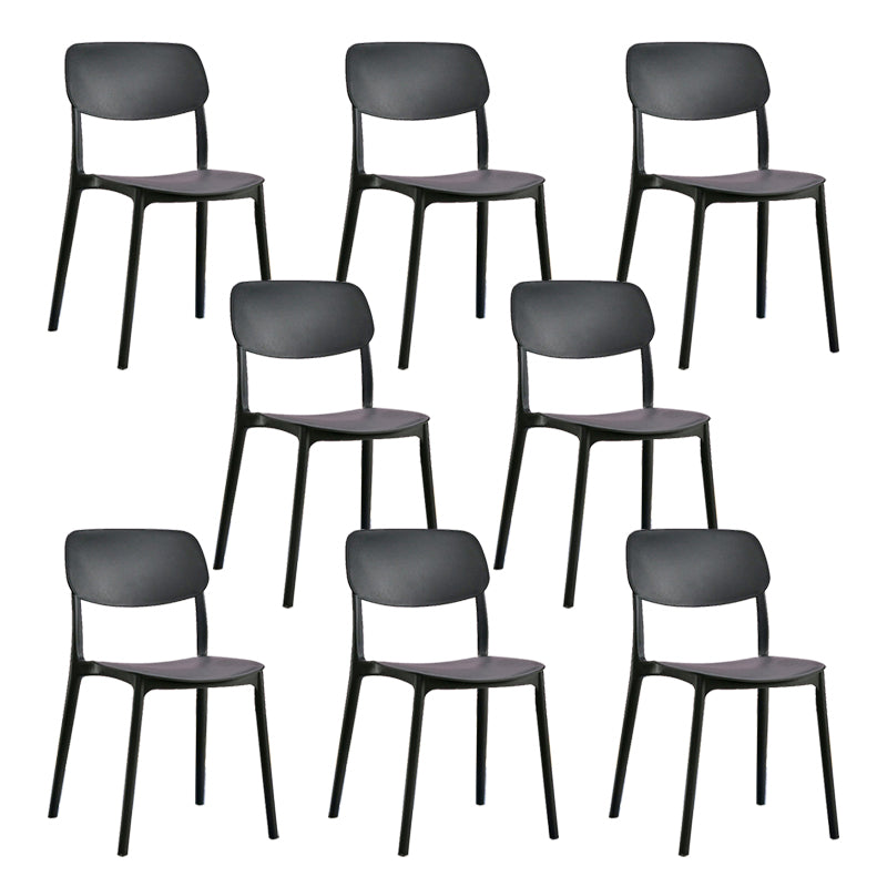 Scandinavian Open Back Dining Chairs Plastic Armless Dining Side Chair