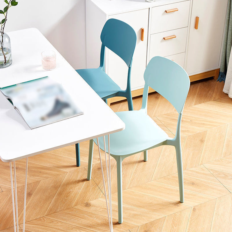 Scandinavian Open Back Dining Chairs Plastic Armless Dining Side Chair