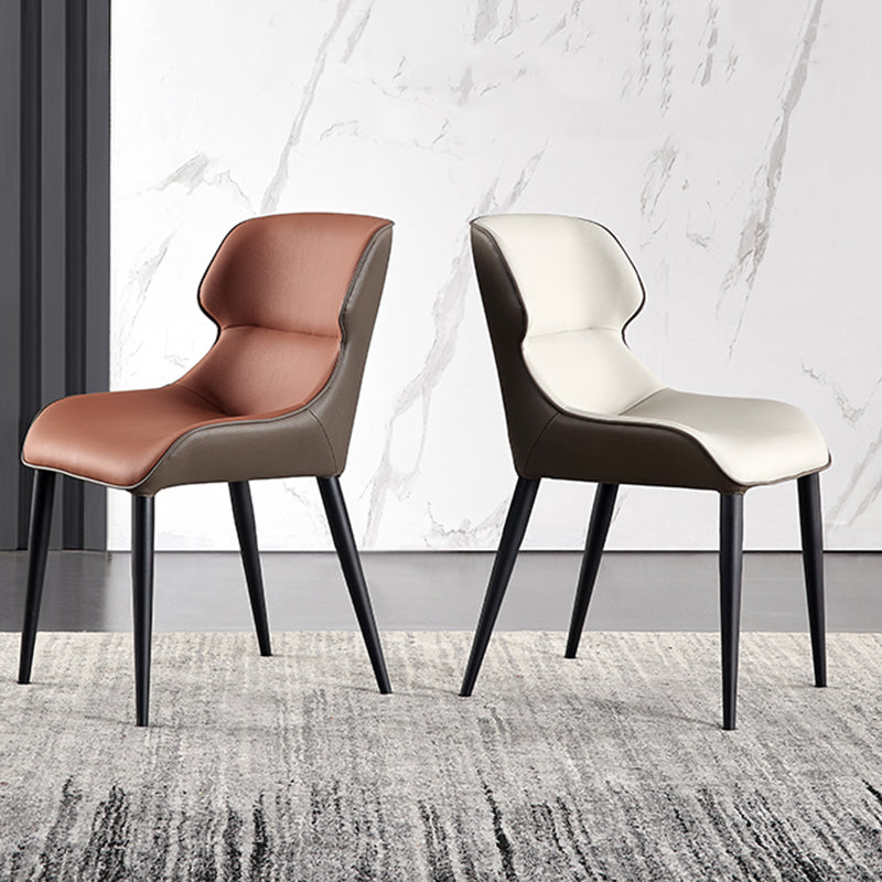 Industrial Armless Dining Chairs Faux Leather Wingback Side Chair