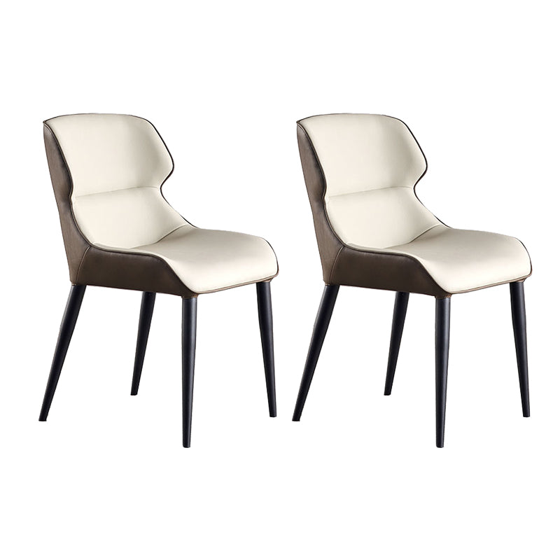 Industrial Armless Dining Chairs Faux Leather Wingback Side Chair