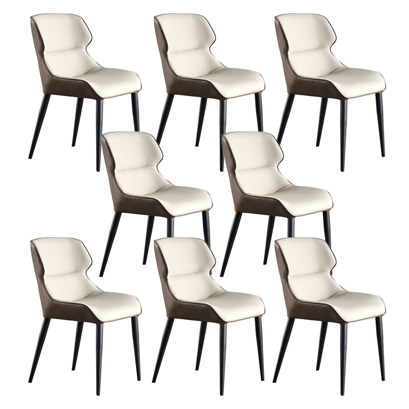 Industrial Armless Dining Chairs Faux Leather Wingback Side Chair