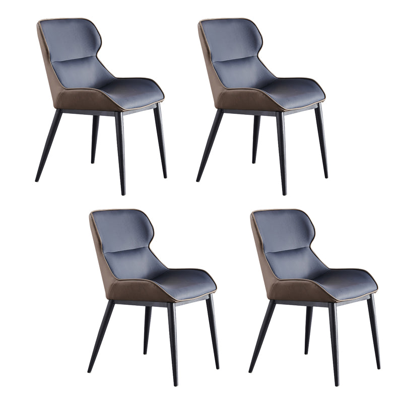 Industrial Armless Dining Chairs Faux Leather Wingback Side Chair