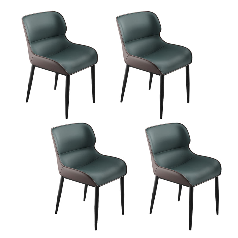 Industrial Armless Dining Chairs Faux Leather Wingback Side Chair