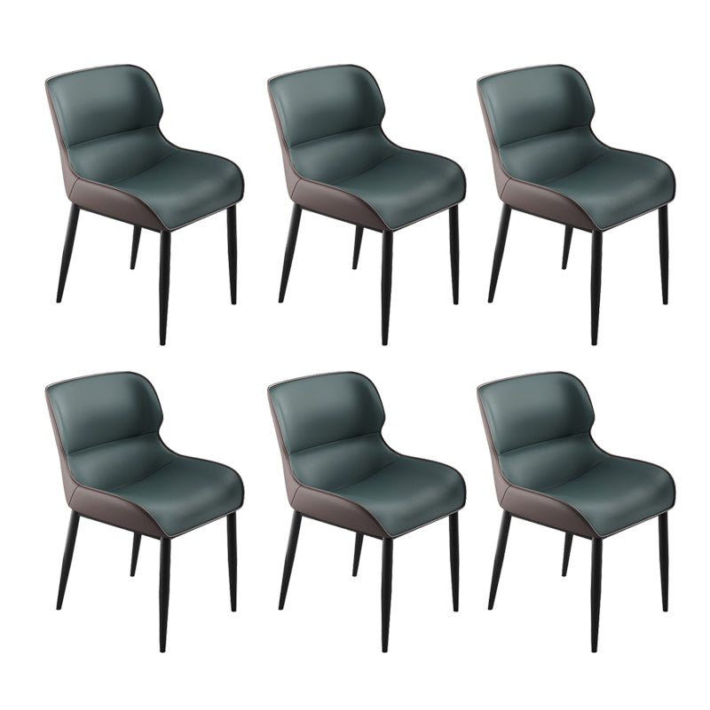 Industrial Armless Dining Chairs Faux Leather Wingback Side Chair