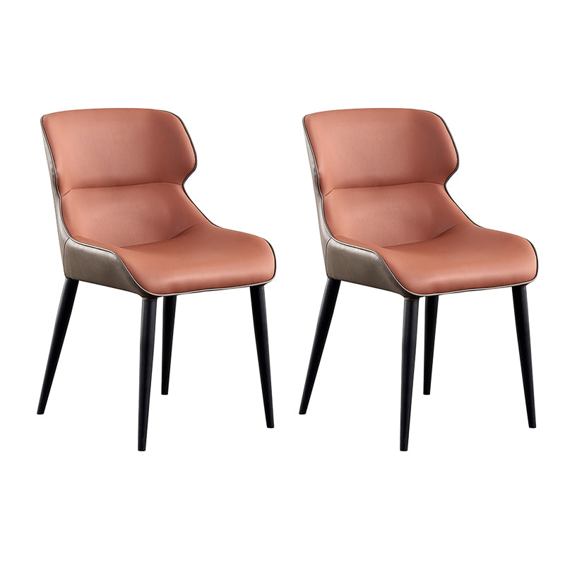 Industrial Armless Dining Chairs Faux Leather Wingback Side Chair